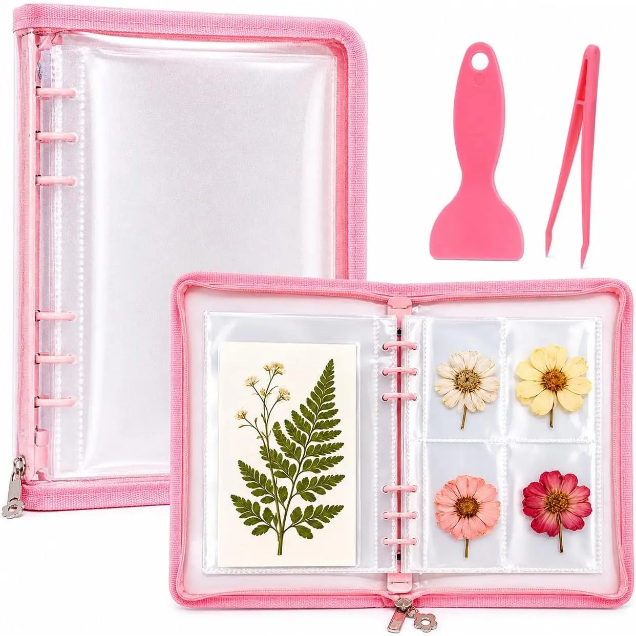 Sticker Organizer Binder with Clear Pockets & Zipper,  A5 Stickers Collecting Book Album Holder with 10 Release Papers for Planner, Journaling, Sticker Collection ()