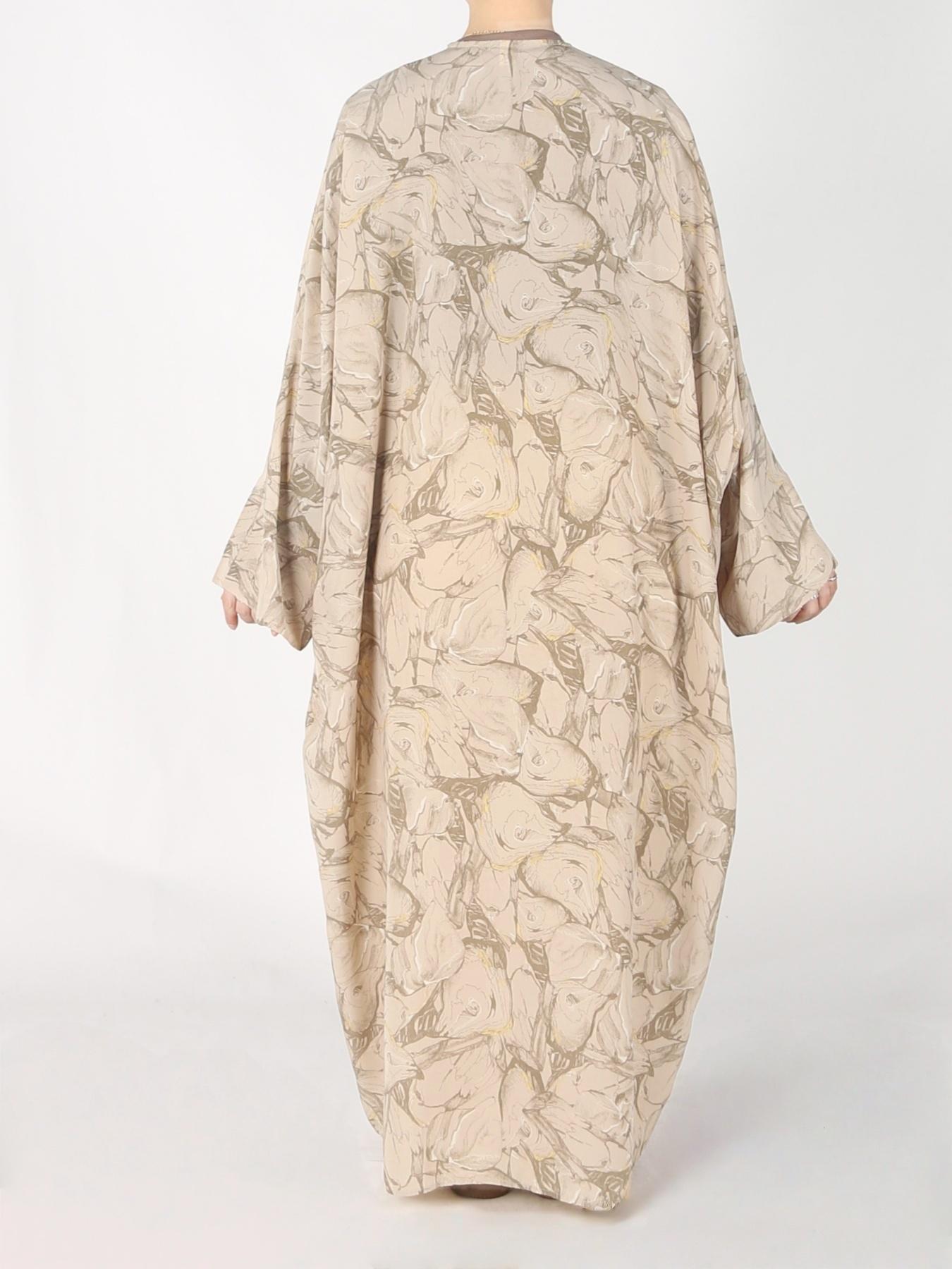 Women's Abstract Print Long Sleeve Open Front Kimono, Casual Outerwear for Spring & Summer, Women's Islamic Clothing for Daily Wear, Work Clothes Women, Womenswear