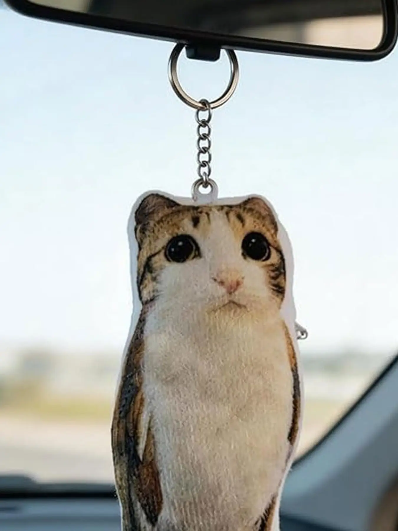 Meowl Keychain Squeeze Sound Voice Playing Plush Cat Charm, Cute Funny Kitty Keyring, Slap Prank Toy, Party Favor, Birthday Gift, Keychain For Car Keys, Animal Keychain