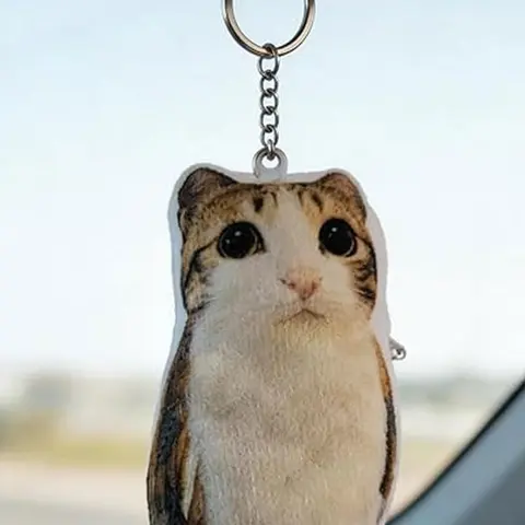 Meowl Keychain Squeeze Sound Voice Playing Plush Cat Charm, Cute Funny Kitty Keyring, Slap Prank Toy, Party Favor, Birthday Gift, Keychain For Car Keys, Cute Keychains For Car Keys