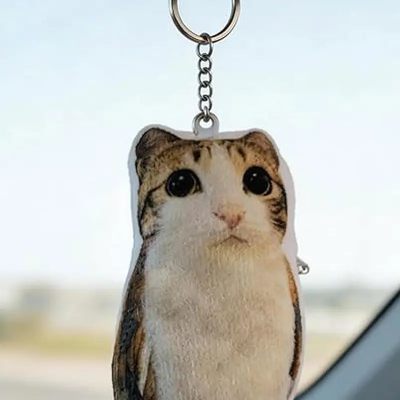 Meowl Keychain Squeeze Sound Voice Playing Plush Cat Charm, Cute Funny Kitty Keyring, Slap Prank Toy, Party Favor, Birthday Gift, Keychain For Car Keys, Cute Keychains For Car Keys