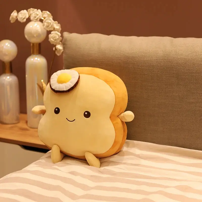 25CM Cute Creative  Toast Stuffed Pillow Soft Kawaii Bread Plush Toy Simulation Food Doll Sleep Pillow Cushion Kids Gift