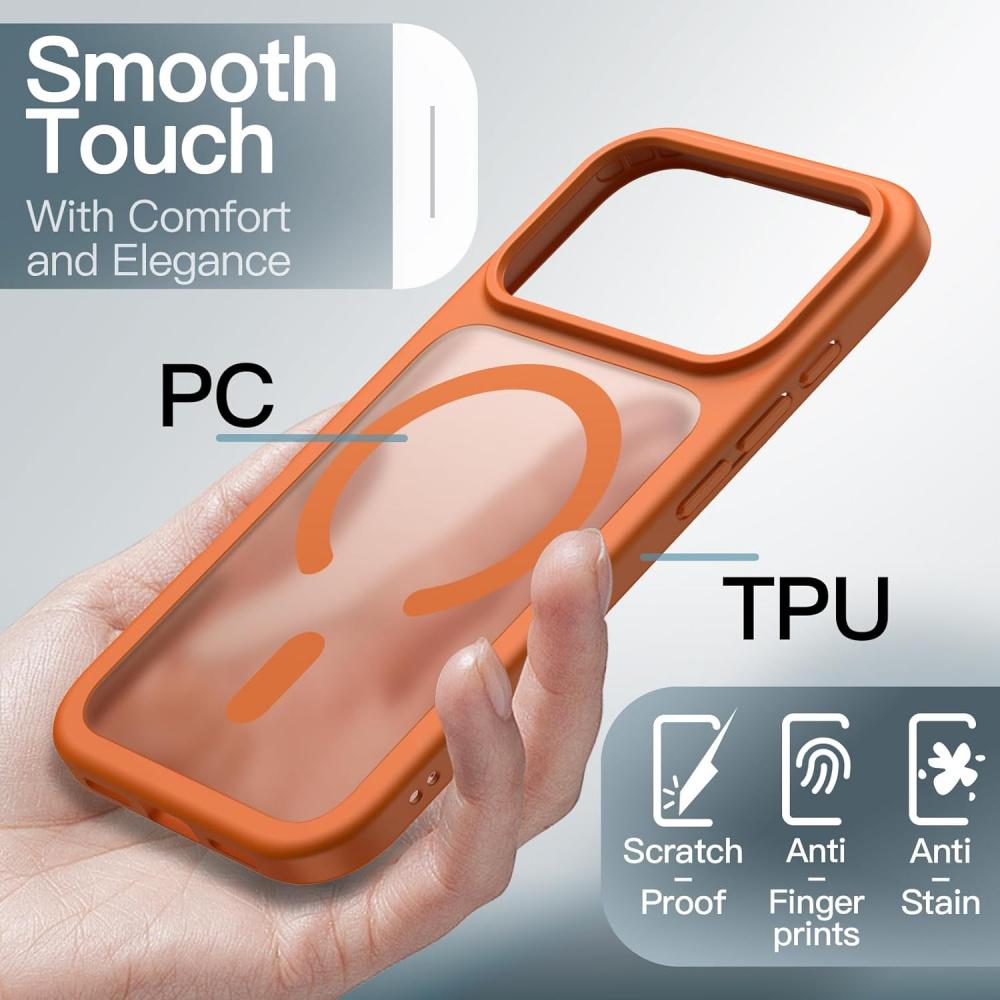 Magnetic Phone Case for iPhone 17 Pro Max/16E/15/14/13/12 promax pro plus,Shockproof Scratch-Resistant iPhone Case,MagSafe Compatible, Drop-Resistant Protect the phone,Slim Translucent Matte Case for iPhone Black Cellphone