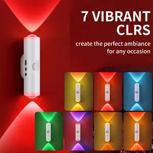 2pcs Rechargeable RGB Color Changing LED Wall Light with Motion Sensor, Magnetic Base & Cat-Eye Design - Usb-Powered Under-Cabinet Lighting for Home Office, No Wiring Needed, Rechargeable Wall Light, Ambient Lighting, Modern Lighting, Home Decor Light
