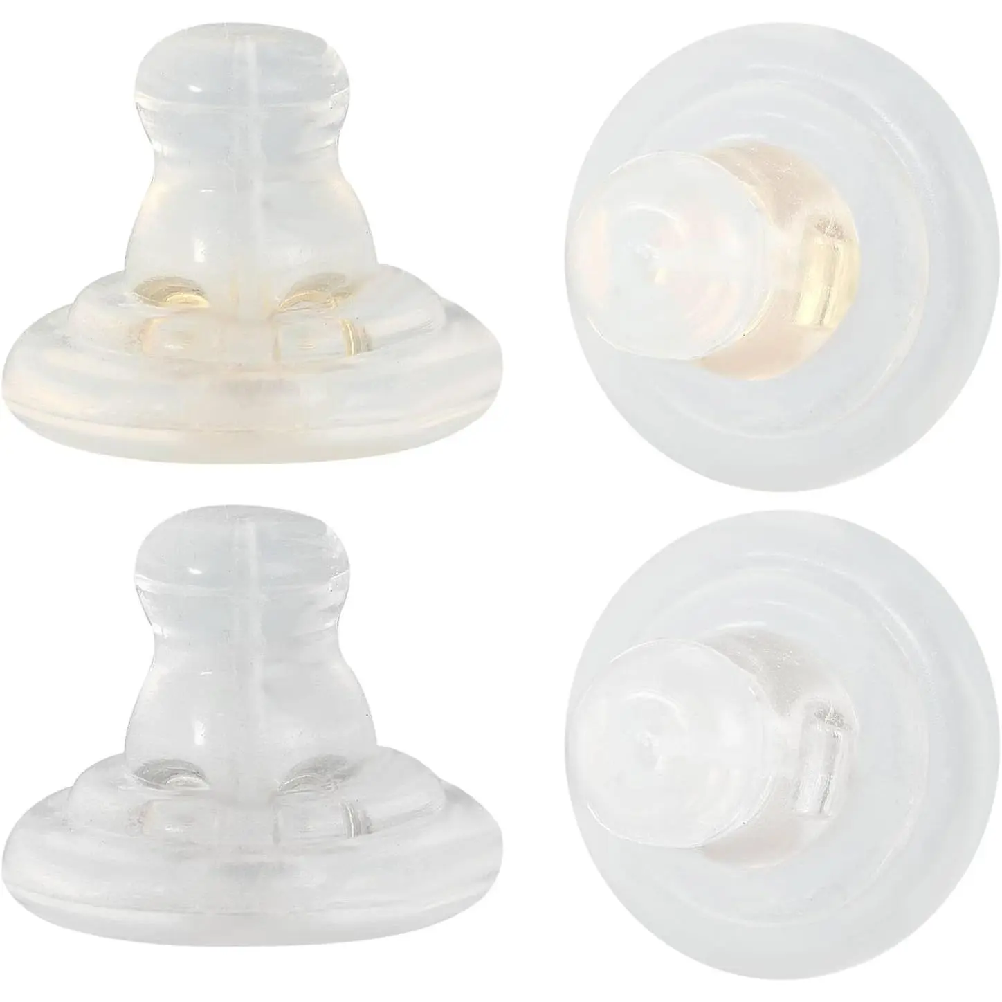 Earring Backs, 4 count Big Rubber Earring Backs for Droopy Ears, Heavy Earrings,Locking Earring Backs for Studs, Clear  Secure Lifter Support Backing, Color