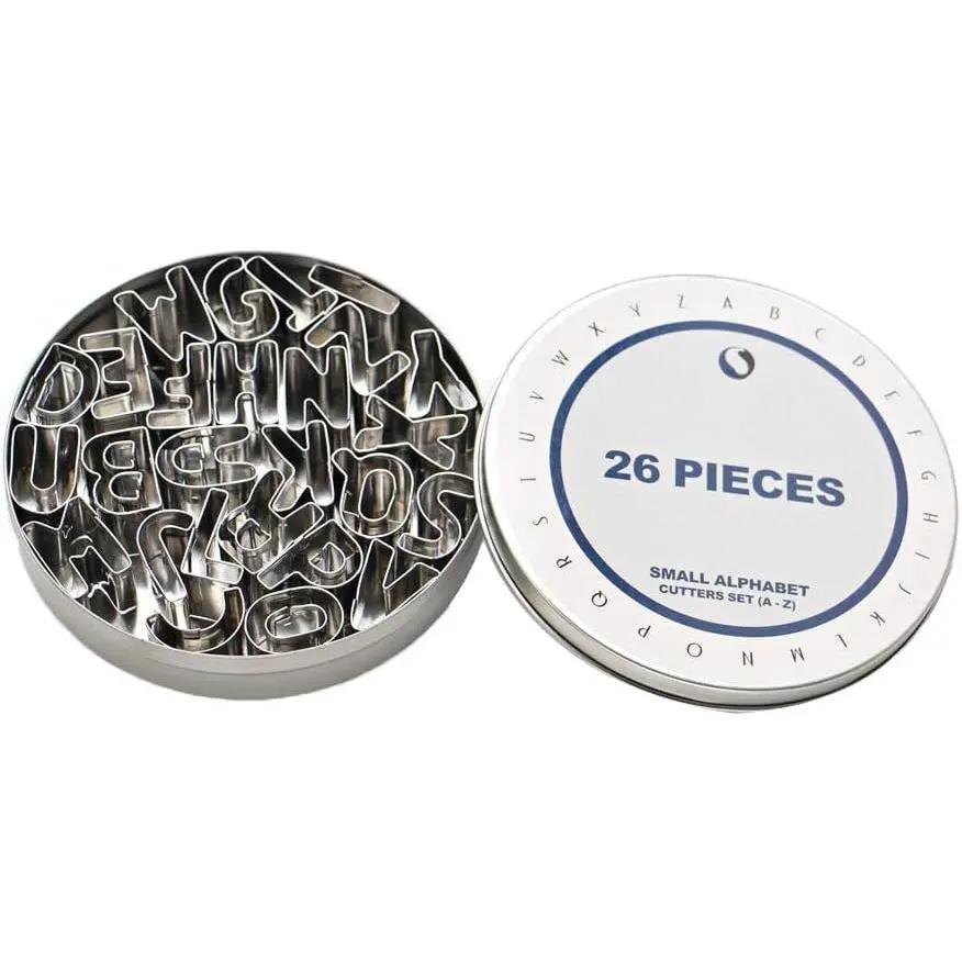 SurgeHai 26- Small Alphabet Cutters Set (A - Z), Stainless Steel Decorating Tools Letters Fondant Cutters