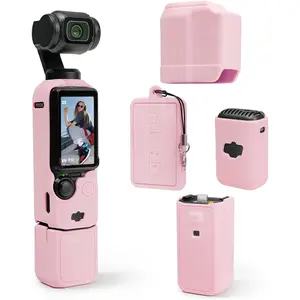 Protective Case for DJI Osmo Pocket 3 / Xtra Muse Camera, Soft Silicone Grip Cover with Screen & Mic Protection, Lightweight, Anti-Scratch, Slim Fit Skin Accessories for Pocket 3 (Pink)