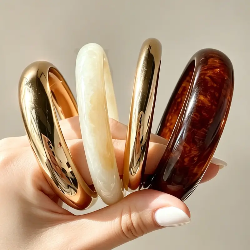 Women's Retro Cuff Bracelet Set, Vintage Fashion Resin Bangle, Stacked Bracelets, All Seasons Jewelry, Perfect for Gifts and Parties