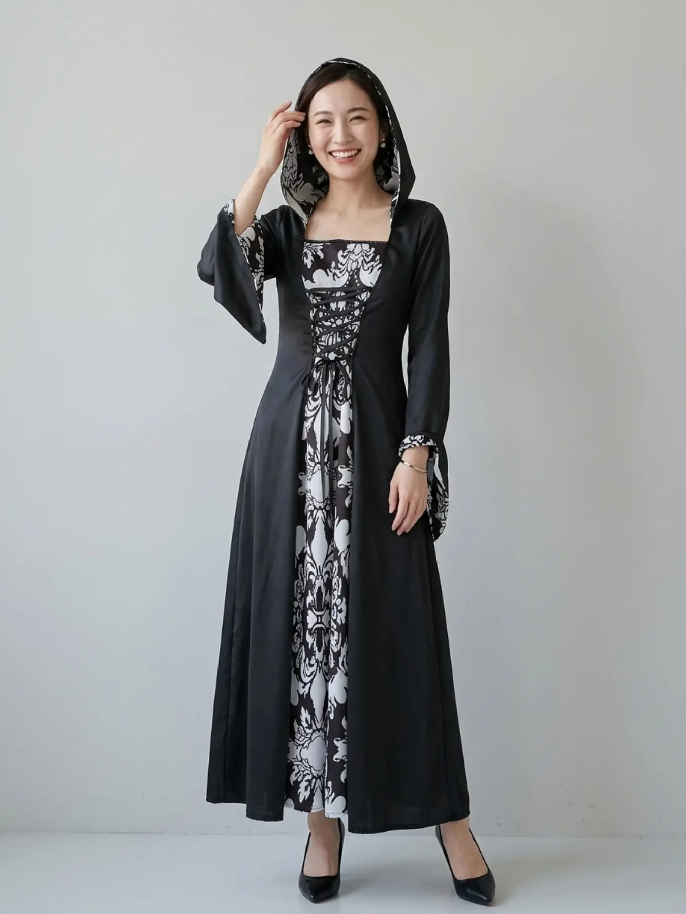 Halloween Vampire Witch Demon Costume for Adults, Long Loose-Fitting Cosplay Dress, All-Season Unlined Performance Wear