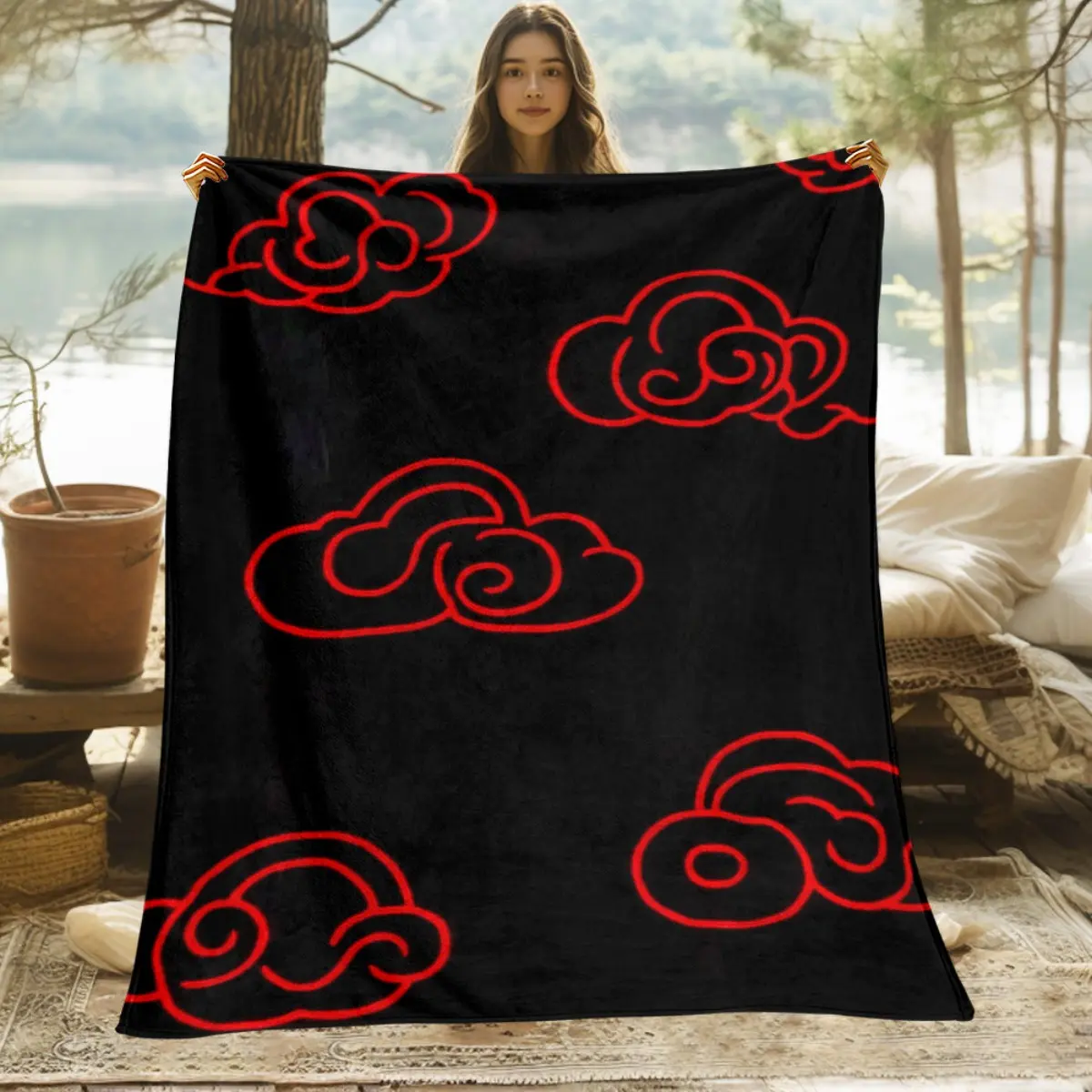 1pc Soft Portable C-Cloud Print Fade-Resistant Polyester Flannel Blanket - Lightweight, Digital Printed, Jacquard Craftsmanship, All-Season, Machine Washable, Living Room Decor, Ideal for Travel/Camping, Sofas, Beds, 1-Piece Cozy Setup
