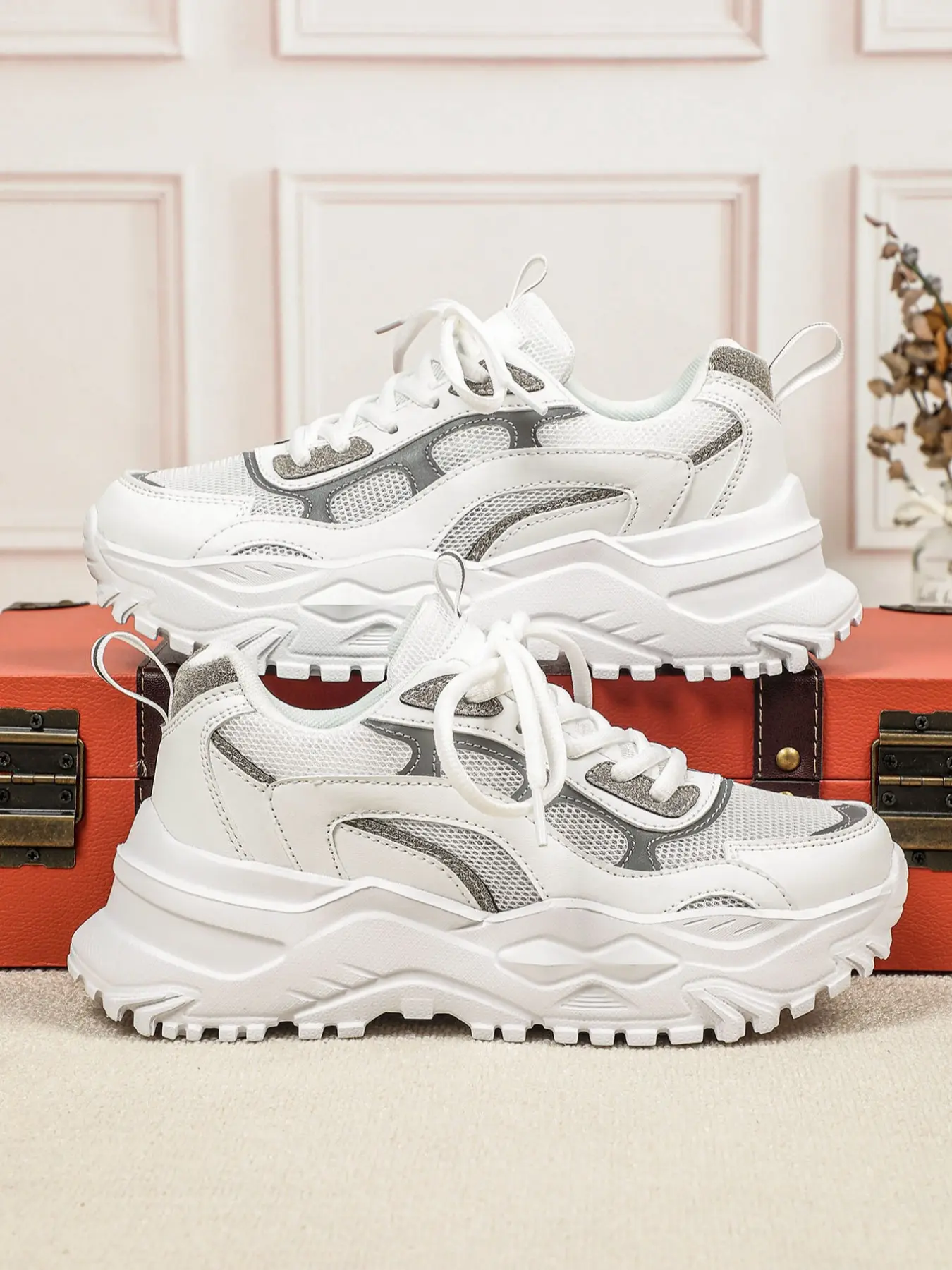 Men's Fashion Casual Classic Running Shoes, Fashionable Running Shoes, Comfortable Breathable Thick Sole Low Top Lace-Up Sports Sneakers, Running Sports Footwear for Daily Wear