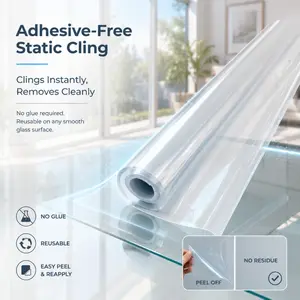 1 Roll Crystal Clear Furniture Protective Film, Invisible Anti-scratch Waterproof Table Cover, Glue-free Static Cling Tabletop Protector For Home Desk & Cabinet Surface Guard