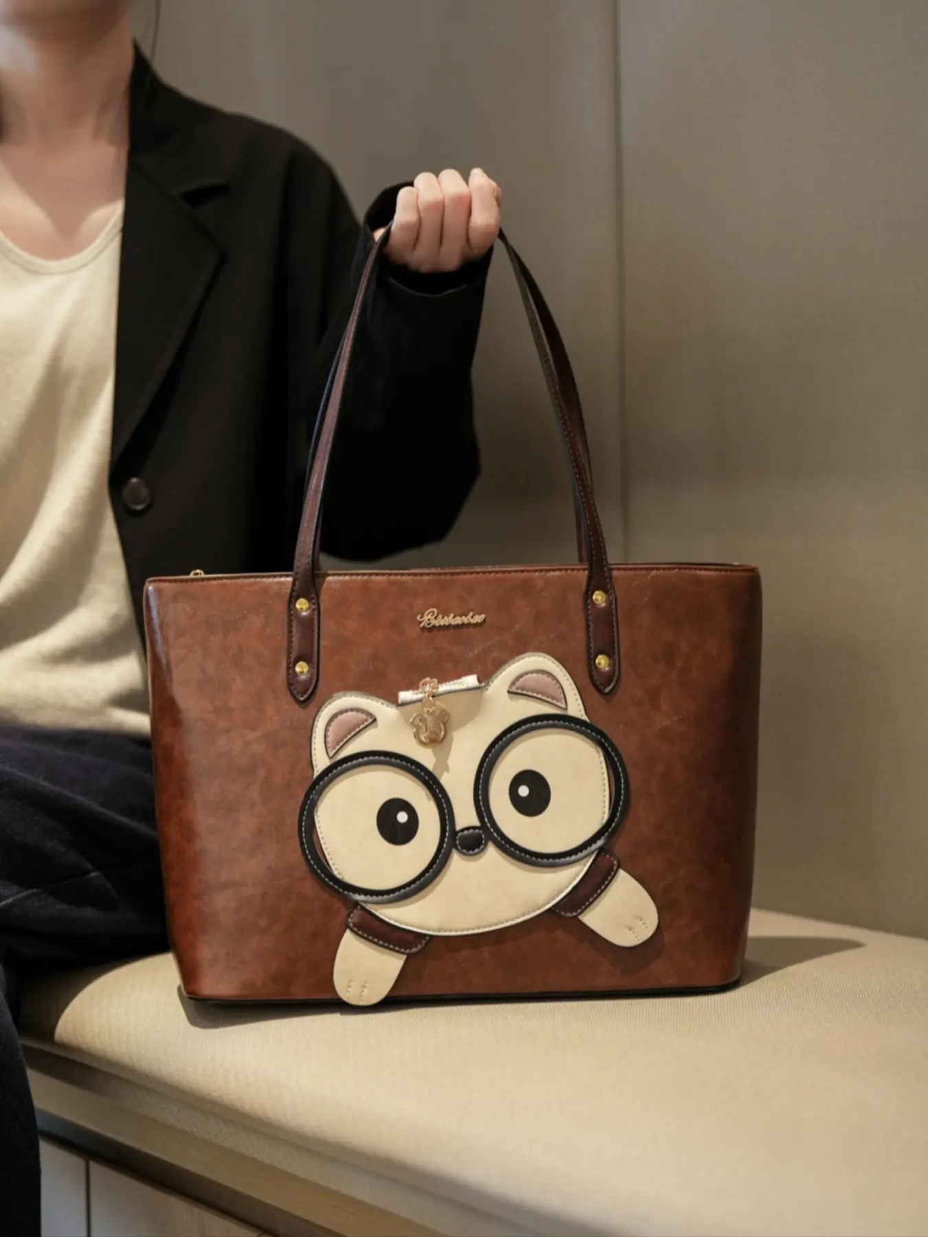 Cute Cartoon Cat Tote Bag, Fashion Multi-Functional Handbag for Daily Outing & Shopping, Stylish Women's Shoulder Bag