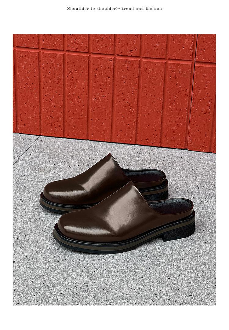 Men's Shoes 2026 New Summer Men's Big Head Muller Toe Box for Outdoors Boken Shoes Tide Half Slippers Slip-on,Gift brown Footwear