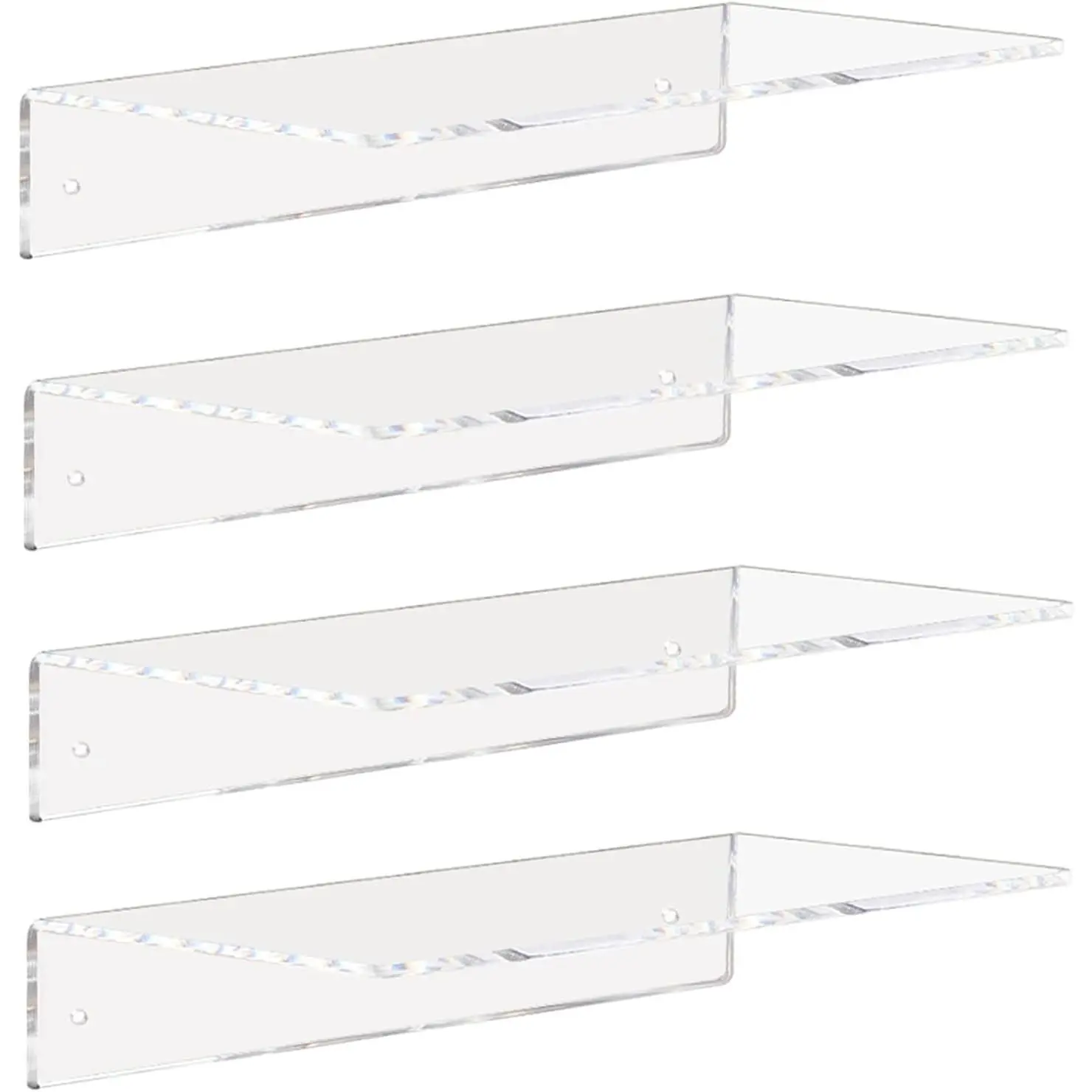 Clear Acrylic Floating Shelves 12 Inch Wall Mount Shelf for Storage 4pack