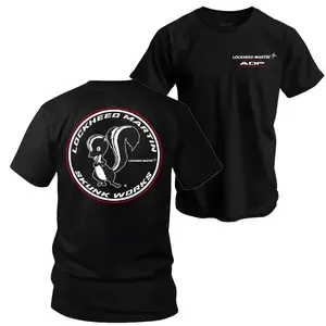 Lockheed Martin Skunk Works Baggy Short-Sleeve Graphic T-Shirt - 2-Sided 180g Soft Black Cotton, Skunk Logo & Advanced Programs Print, Menswear Casual Tee for Aviation Enthusiasts