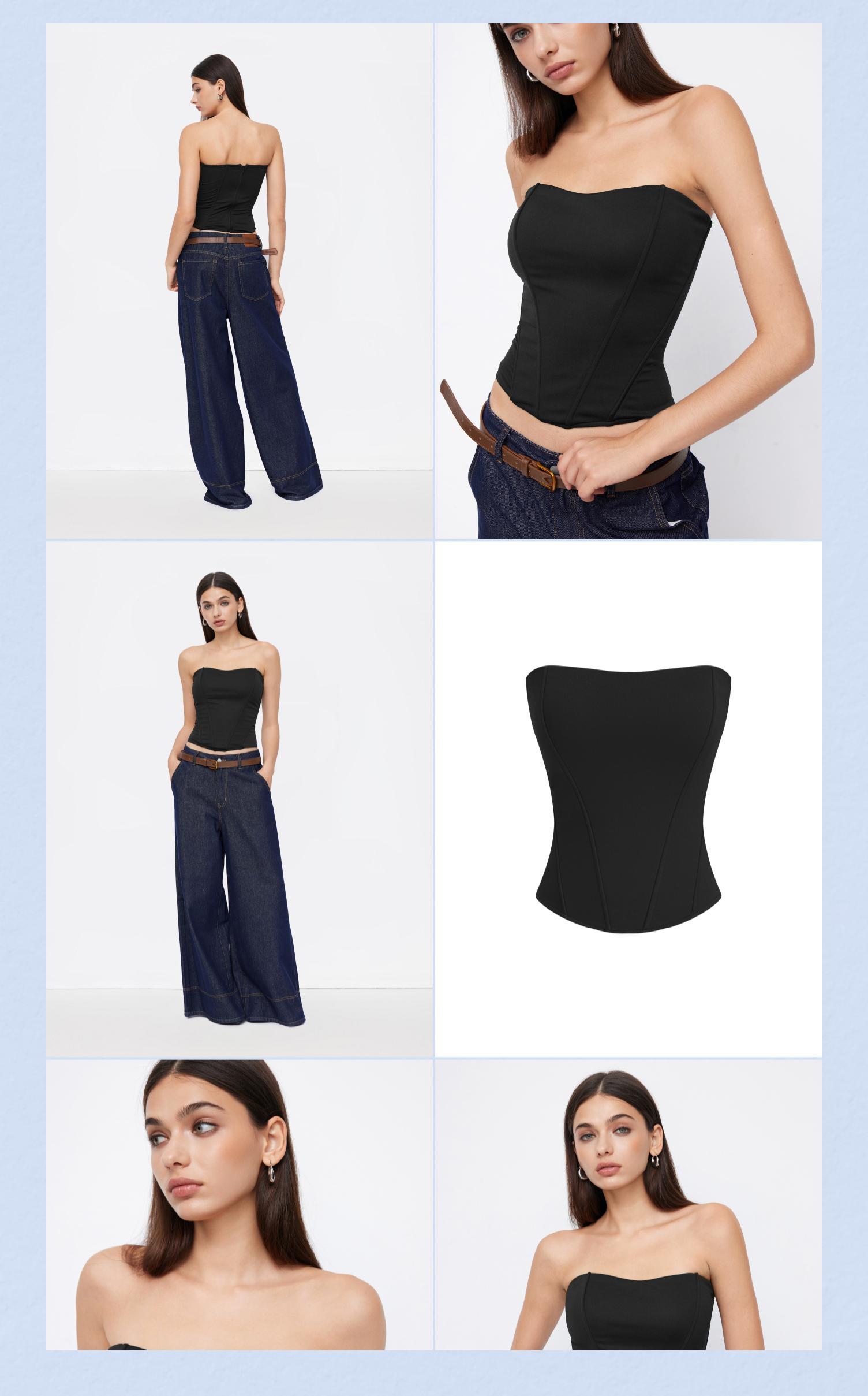 Cider Bandeau Curve Hem Zip Through Tummy Control Corset Shapewear SpringStatements