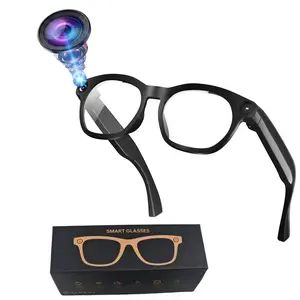 AI Video Glasses, Smart Glasses with 8MP Camera,4GB Memory (No TF Card Need), 1080P Video Recording, Build-in Mic & Speakers, Bluetooth Calling, AI Real Time Translation, WiFi Transfer, Type C Charging Support, 2 Lenses Total (Transparent +Black)