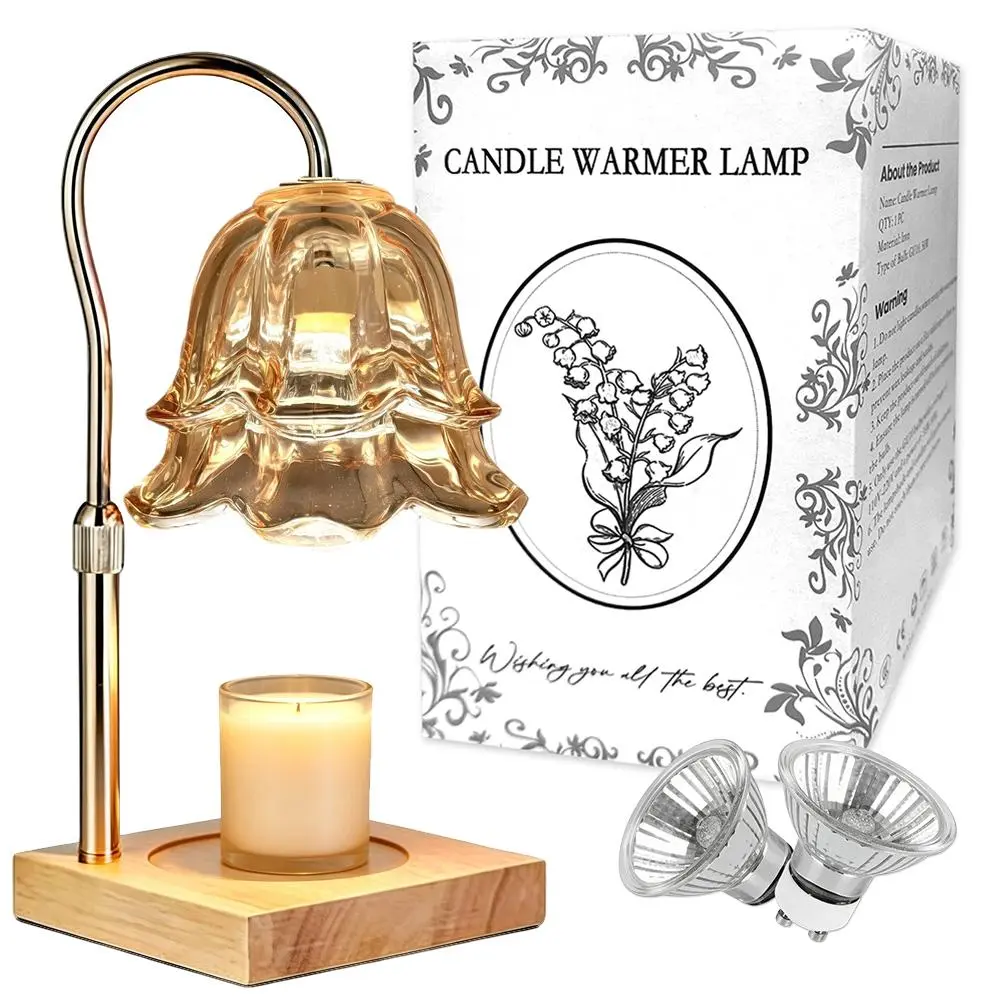 Convallaria Bell Candle Warmer Lamp, Adjustable Height Flameless Wax Melter Lamp with Timer Control, Home Aroma Decor Light, Comes with 2 Replacement Bulbs