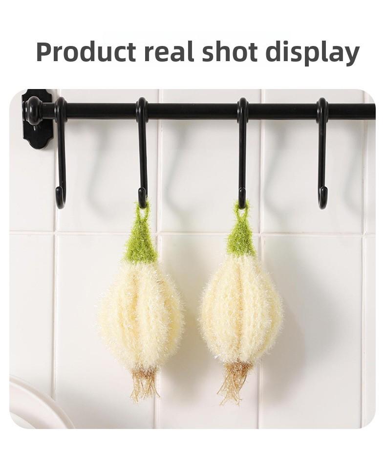 [1-3 pieces] Korean-style hand-woven garlic dishcloth, handmade non-greasy dishwashing cloth, bio-inspired vegetable cleaning cloth, cleaning cloth
