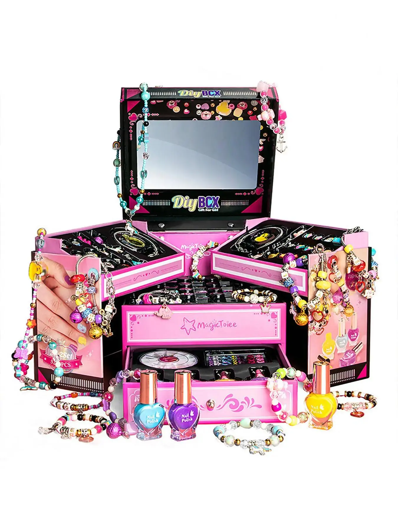 520+pcs Crystal Beads DIY Jewelry Kit, Handmade Necklace Bracelet Set, Princess Gift Box, Birthday Present for Girls, All Seasons