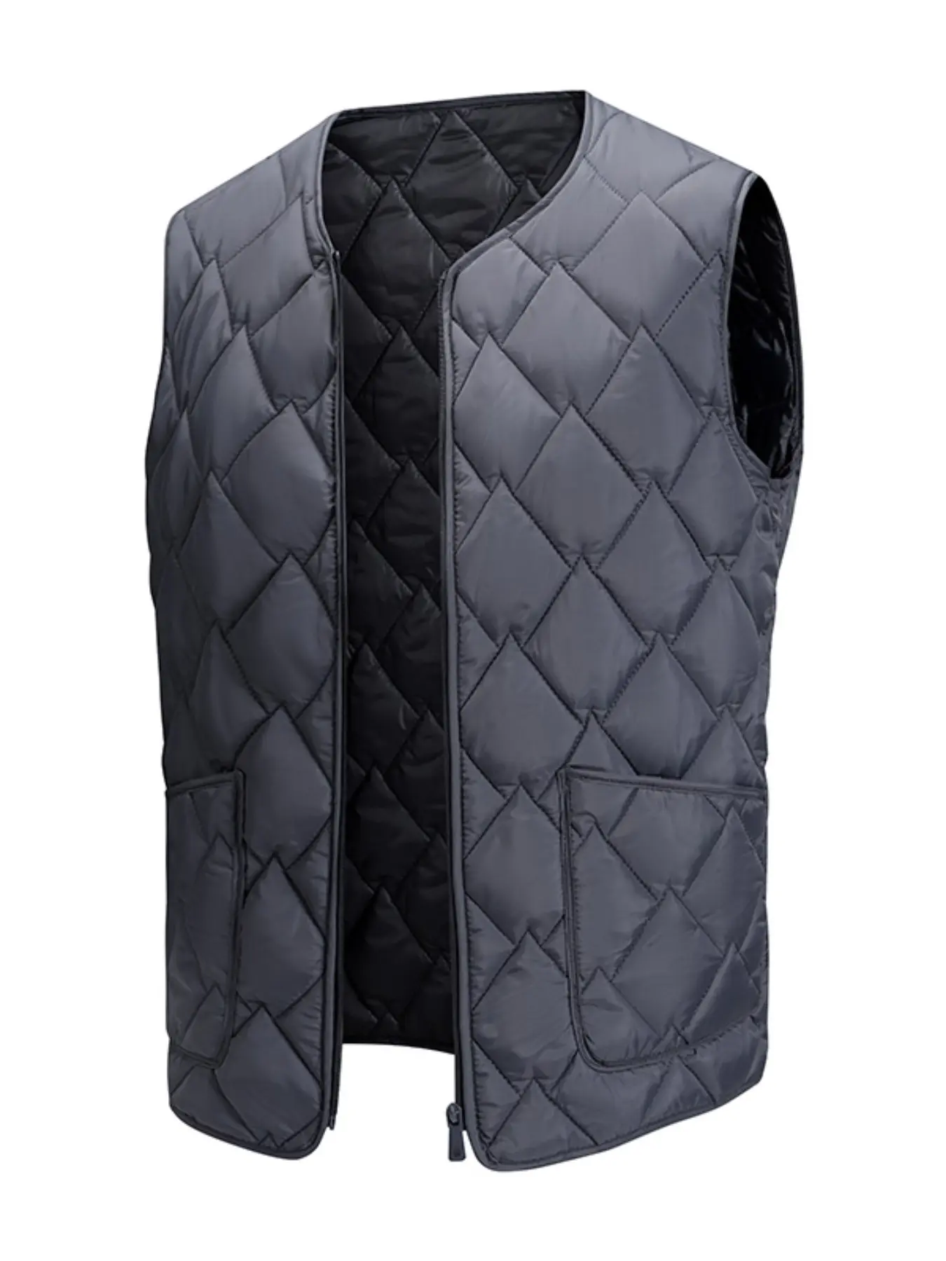 Men's Lightweight Warm Plaid Cotton Vest, V-Neck Zipper Multi-Pocket, Inner and Outer Wear, Fall Winter Fashion, Comfortable and Stylish, Casual Lightweight Vest