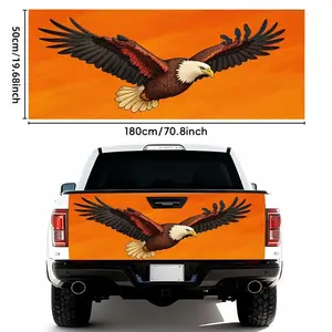 1pc 50*180cm1pcs Majestic Bald Eagle in Mid-Flight Car Tail Sticker - Gradient Orange Background, Black & Red Plumage, Yellow Talons - Waterproof Self-Adhesive for Tailgate Bumper, Weather Resistant & Easy to Apply, Suitable for Most Vehicle Models