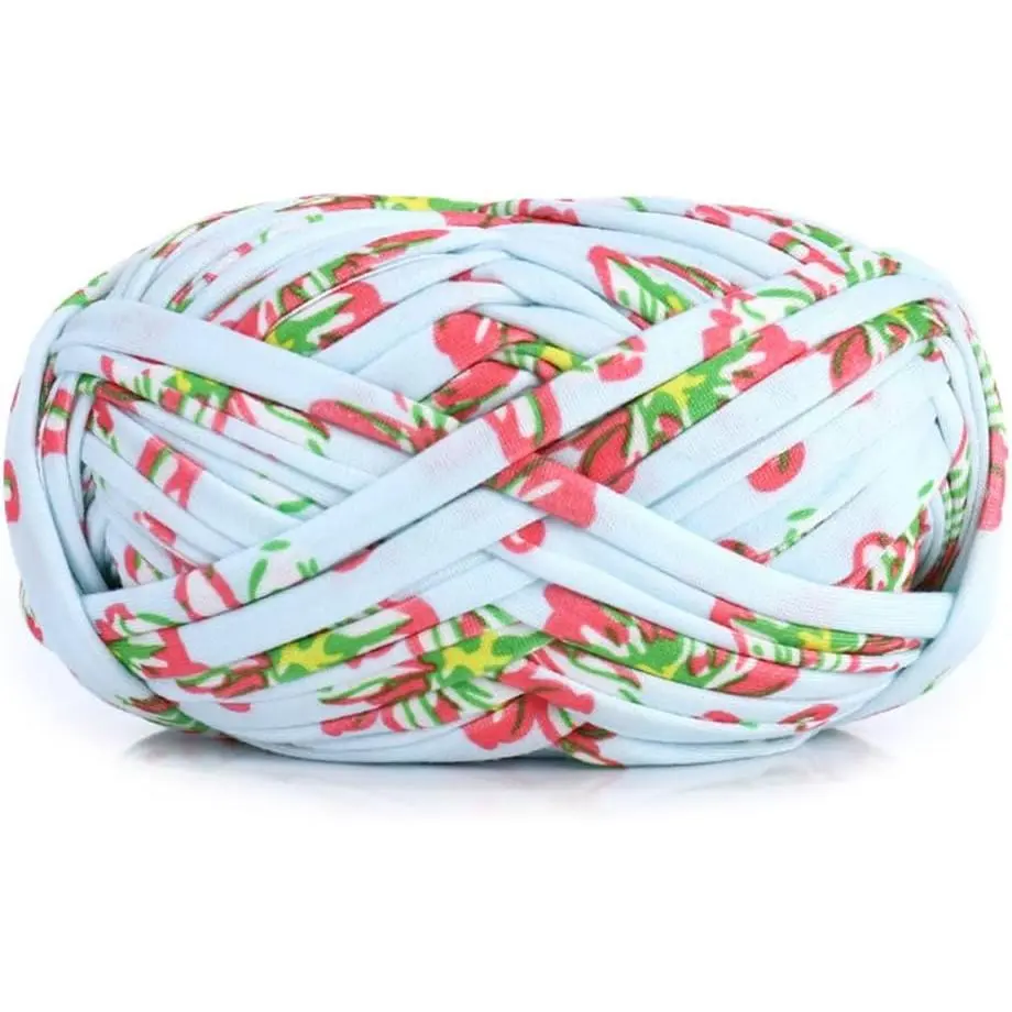 1 Pack Knitting Yarn Colorful Cloth T-Shirt Yarn Fabric Crochet Cloth for DIY Knitted Art Basket Bag - 100g