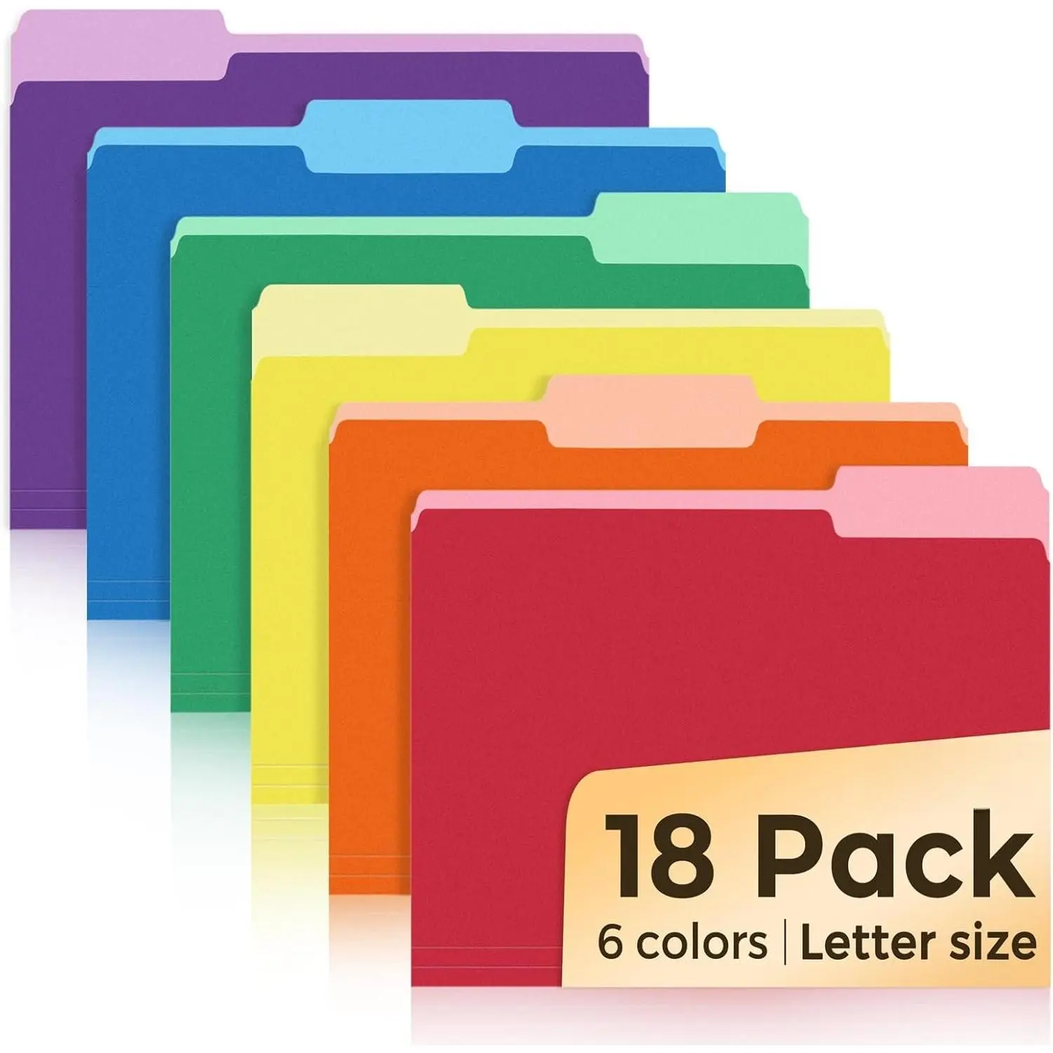 File Folders, 18 Pack Manilla Folders 8.5 x 11, Colored Folder Office Organization  School Folders for Documents Files Paper,6  Colors