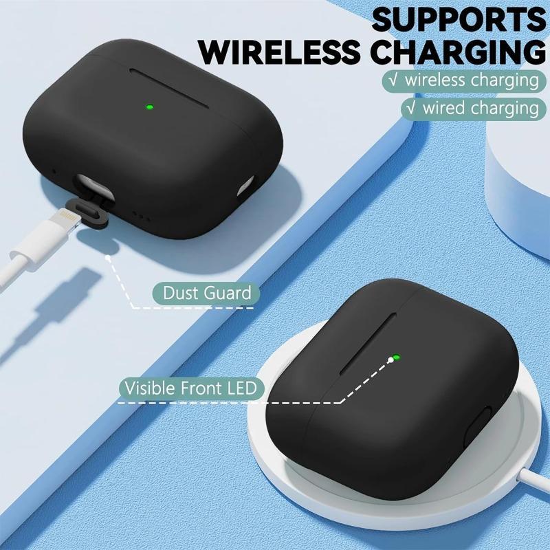 Soft Silicone Protective Case With Cleaning Pen Kit For Apple AirPods Pro 1st & 2nd Generation, Shockproof Scratch Resistant Headphone Cover For Daily Protection And Portable Carrying