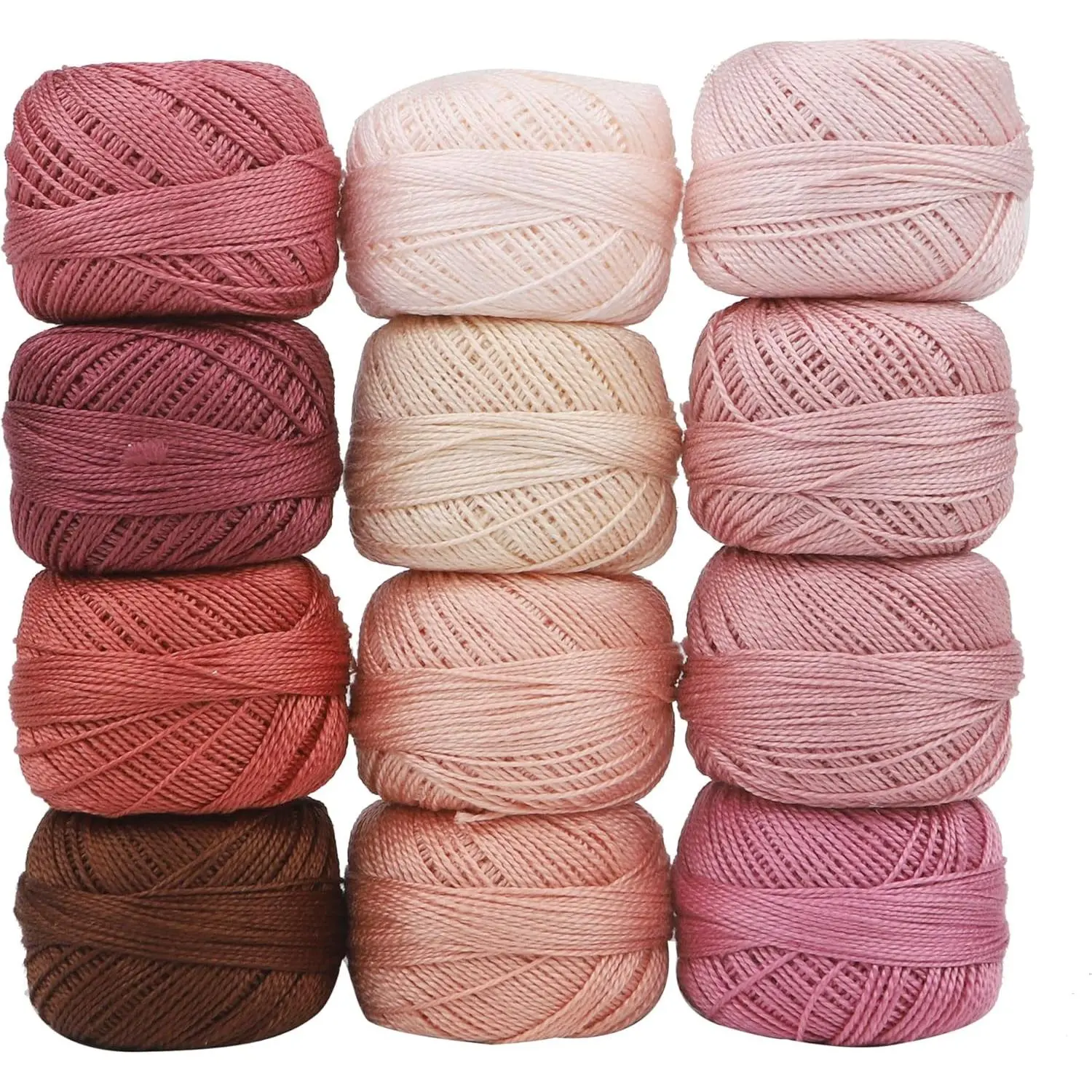 Size 8 Double Mercerized Egyptian Long Staple Cotton Pearl Thread 12 Gradient Colors per Box 5 Grams Ball Rainbow Color Embroidery Thread for Crochet Cross Stitch Hand Embroidery (12C)