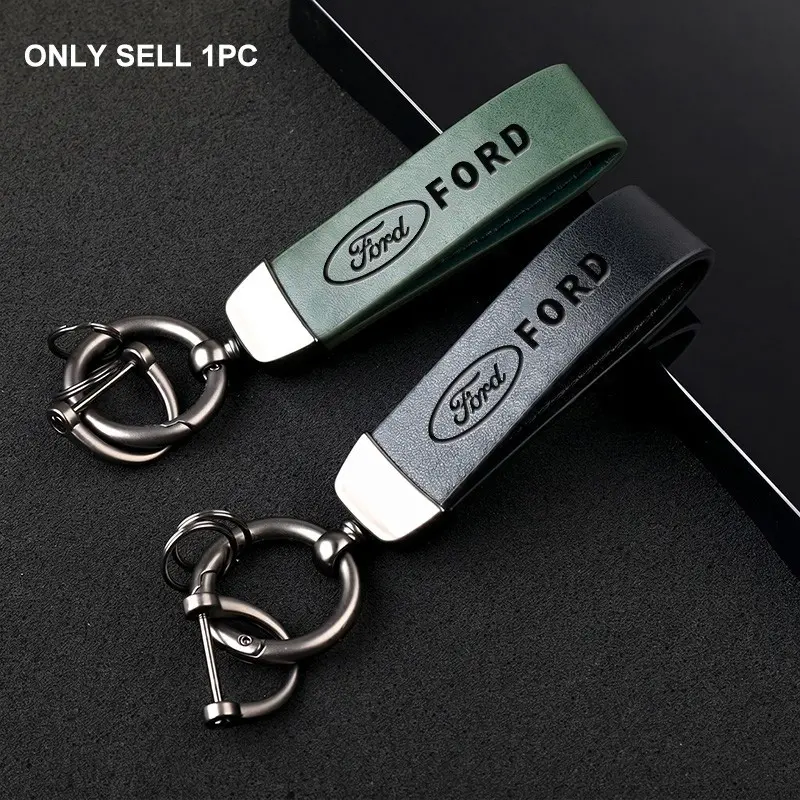 1PC Premium Leather Car Key Chain with Sturdy Metal Buckle, Anti-Lost Detachable Key Ring Holder, Wear-Resistant Key Fob Strap, Stylish Vehicle Key Organizer Accessory Fit For Ford For Ford Mustang F150 Explorer Expedition PUMA Escape Bronco Capri Fiesta