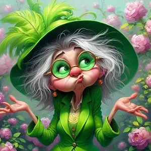 5D DIY Diamond Painting Kit Retro Grandma in Green Flowers Landscape Full Drill Crystal Rhinestone Diamond Art Craft Paint by Numbers for Adults Sassy Cat Lover Gift Stress Relief Home Wall Decor Gem Painting Art Kits Gift