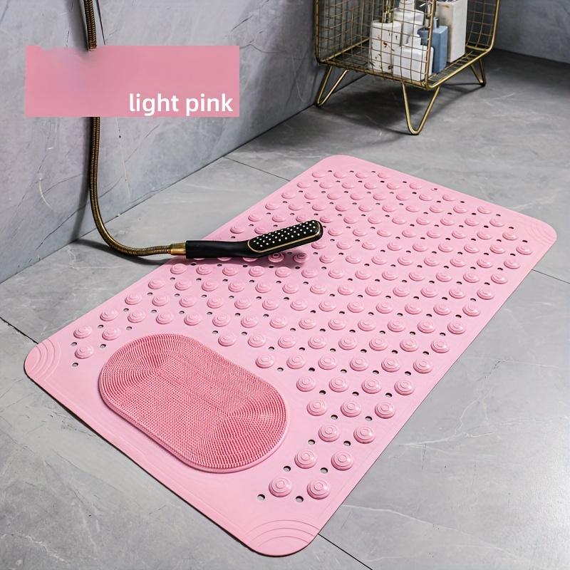 1pc non-slip shower mat, bathtub mat with drain holes and suction cups, foot massage shower rug, home bathroom, bathroom necessities.