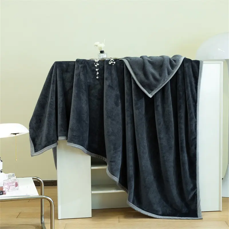 1pc Throw Blanket, Multi Size Solid Cloud Mink Fleece Blanket, Minimalist 360GSM Thick Edged Double Sided Flannel Machine Washable Decorative Couch & Bed Blanket For Living Room Bedroom Apartment