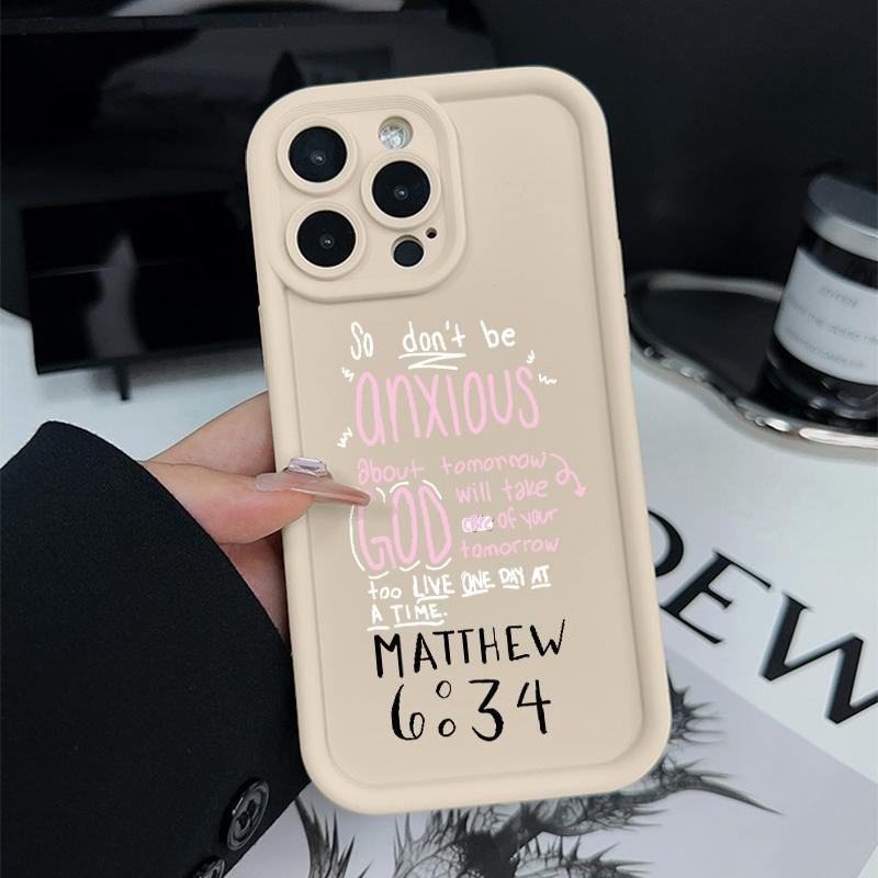 TPU Phone Case for iPhone 17 16 15 14 Pro Max 13 12 11 XR XS Plus E Christian Bible Verse Pattern Drop Protection Shockproof Soft Silicone Smartphone Cover Casing