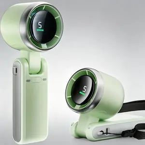 Portable Handheld Turbine Fan - 5-Speed 3-In-1 Rechargeable Fashion Accessory, Long Runtime for Outdoor & Summer Daily Use