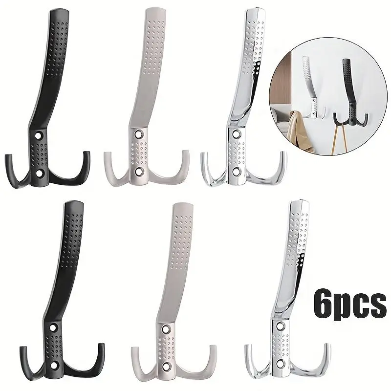 6pcs Metal Clothes Hooks, Key Hooks, Entryway Hooks, Kitchen Storage Hooks, Wardrobe Hooks, American and European Style Nightstand Hooks, Minimalist Furniture Hooks