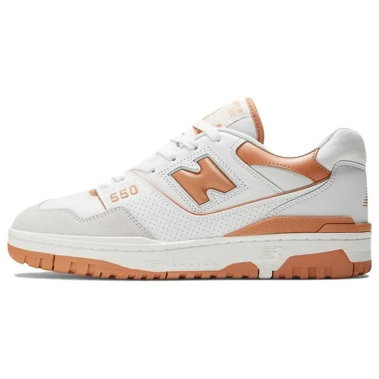 New Balance NB 550 Retro Basketball Shoes for Men and Women – Comfortable, Cushioned, Durable, Low-Top, Orange and White Verifiable, with credentials and supporting global authentication