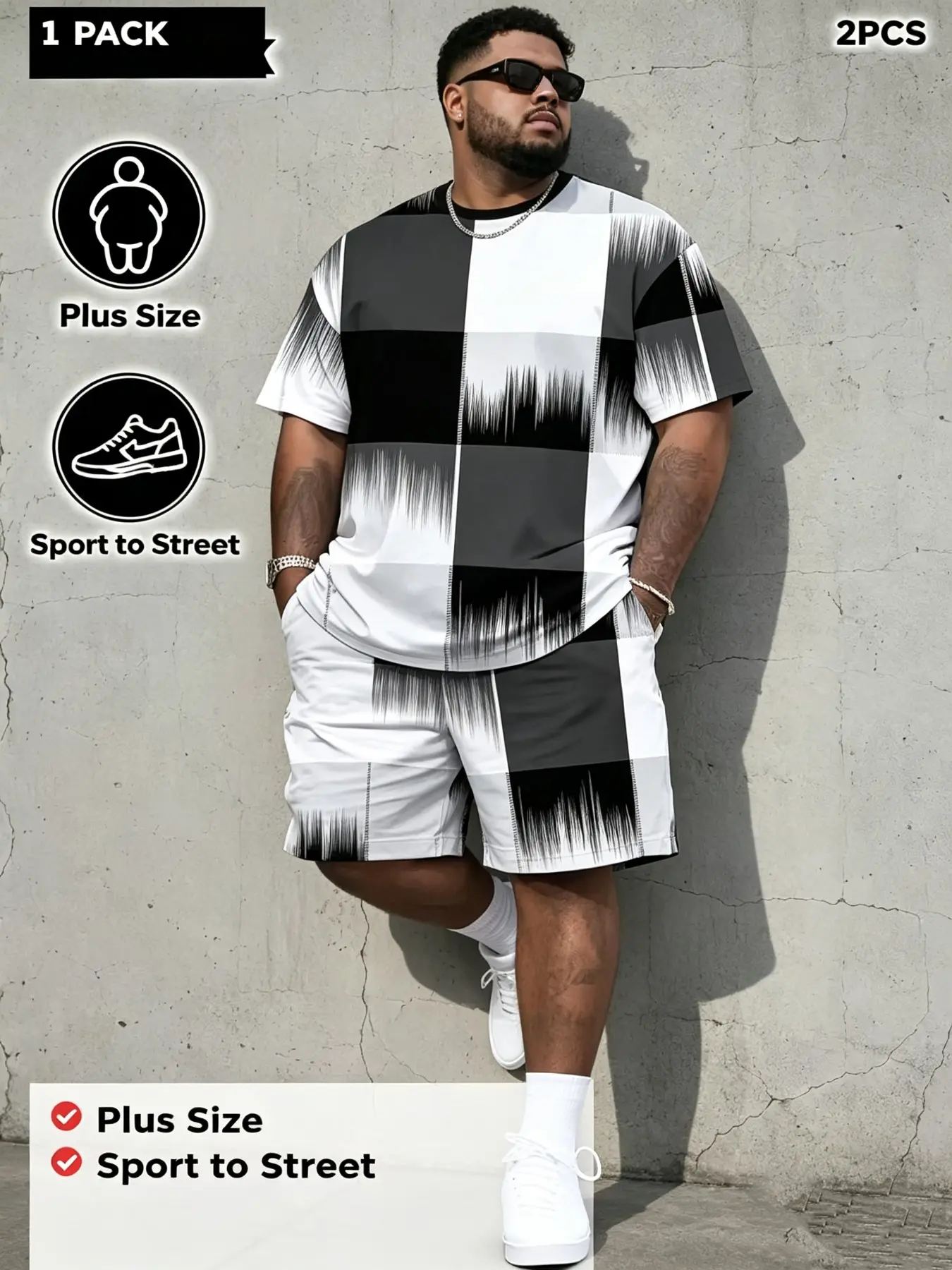 Men's 3D Printed Clothing Set, Short Sleeve T-Shirt and Fashion Shorts, Casual Loose-Fit, All Seasons, Knee Length, All over Print