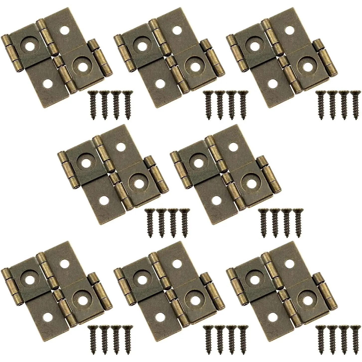 Lovelysp 8 count Bronze Folding Double Hinges Folding with mounting Screws | 360  Rotation Iron Hinge for Folding Screens, Gates, and Panels