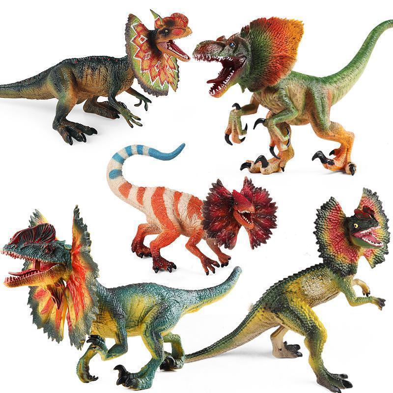 Oenux Jurassic Carnivorous Dilophosaurus Solid PVC Dinosaur Toy Action Figures Animal Model Collection Kids Gift