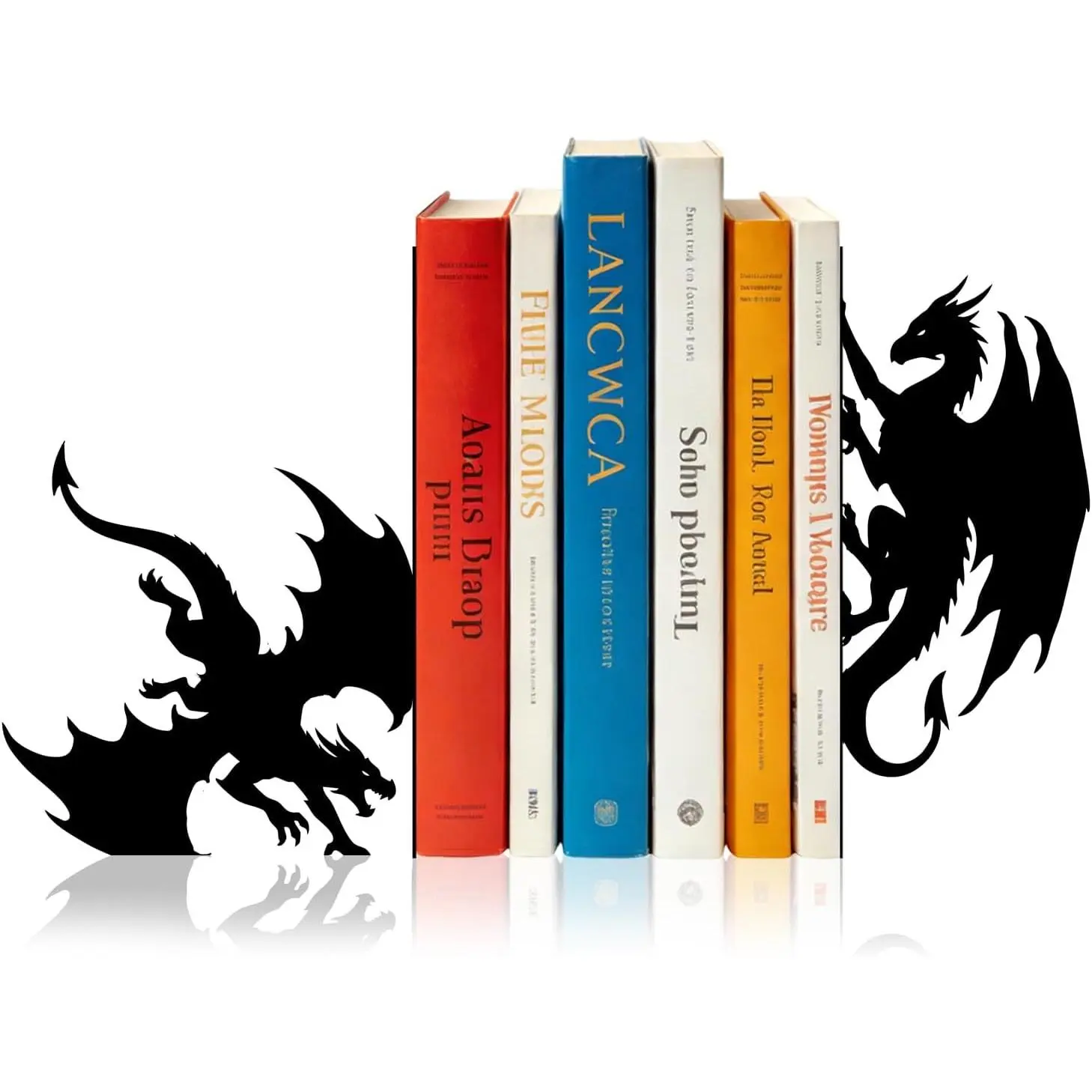 Metal Bookends Dragon Book Ends Decorative Bookend for Home Office Library Desk Book Shelves Decor, Gift for Reading Enthusiasts Non-Skid Book Stoppers Holder (Black 1 Pair)