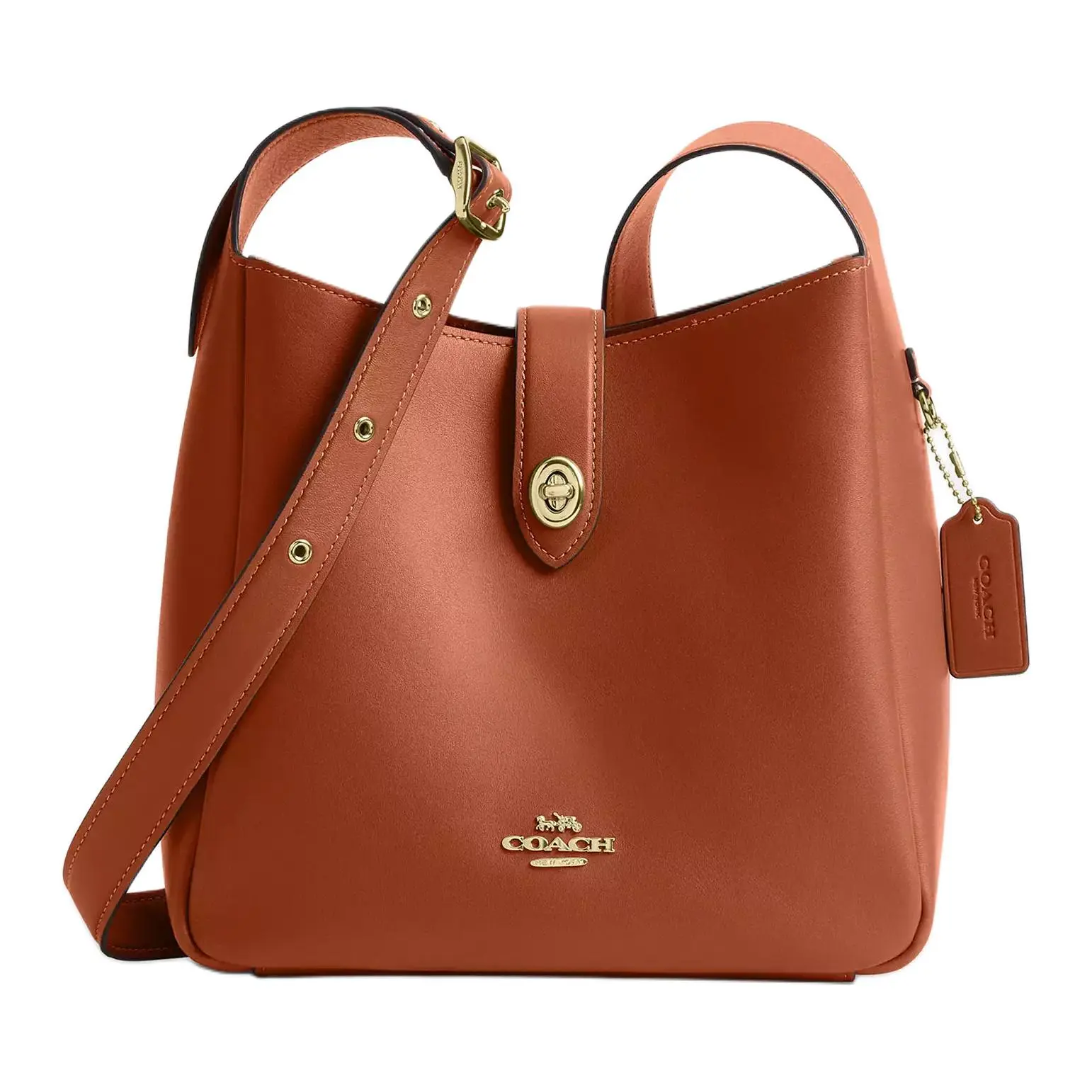 COACH Hadley 25 Multi-Functional Crossbody Bag for Women – Saddle Brown Leather with Gold-Tone Hardware