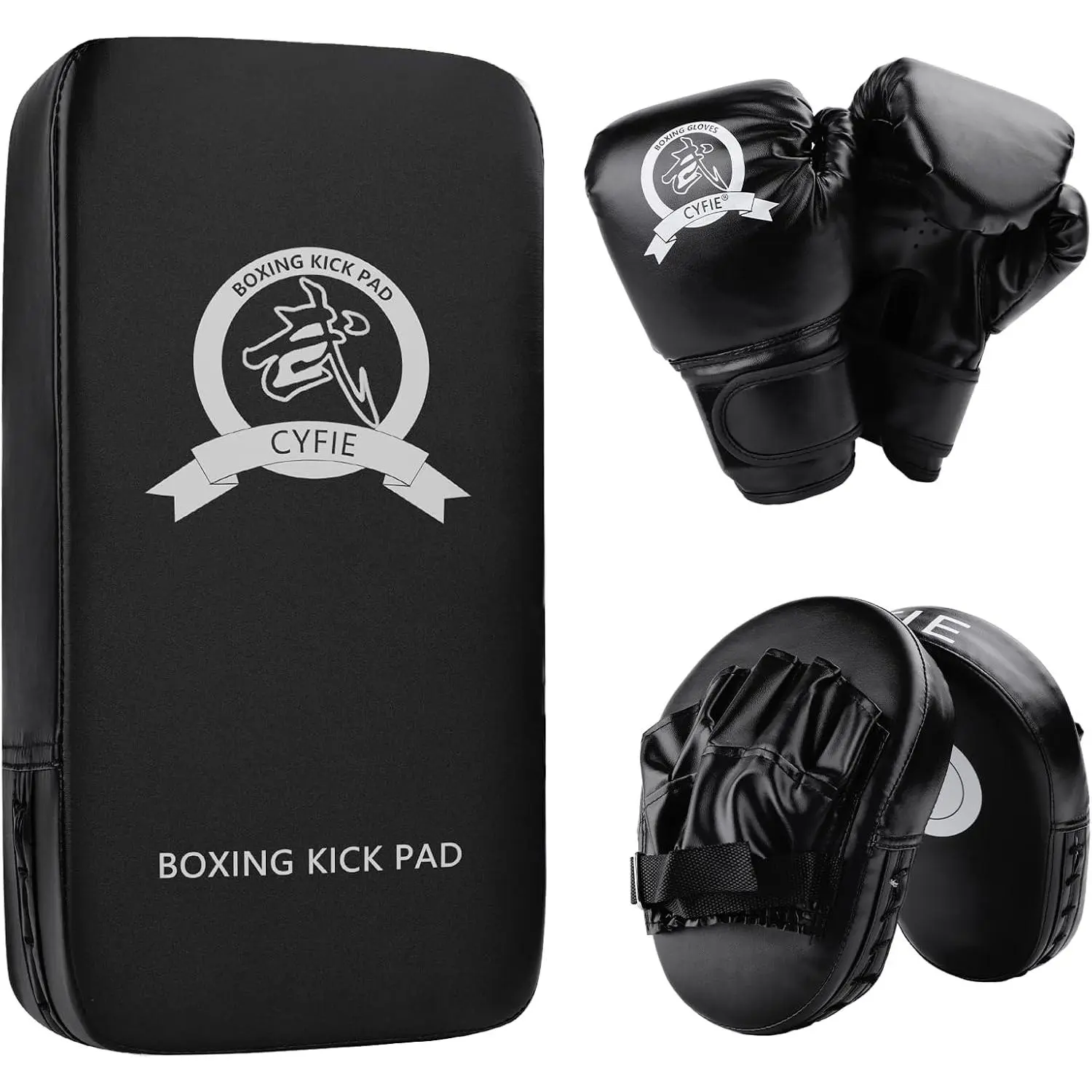 3-in-1 Boxing Equipment Punching Gloves Mitts Kick Pack Set for  Karate Mitts Pad for Beginners Arm Pad for  Boxing Gloves for Muay Thai, Taekwondo, MMA ,  for