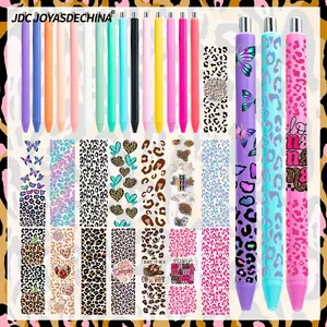 30pcs/ 60pcs Leopard UV DTF Pen Wraps And Ballpoint Pen Set, Cute Leopard Pens for Students Teacher Supplies Gift Office Back to School