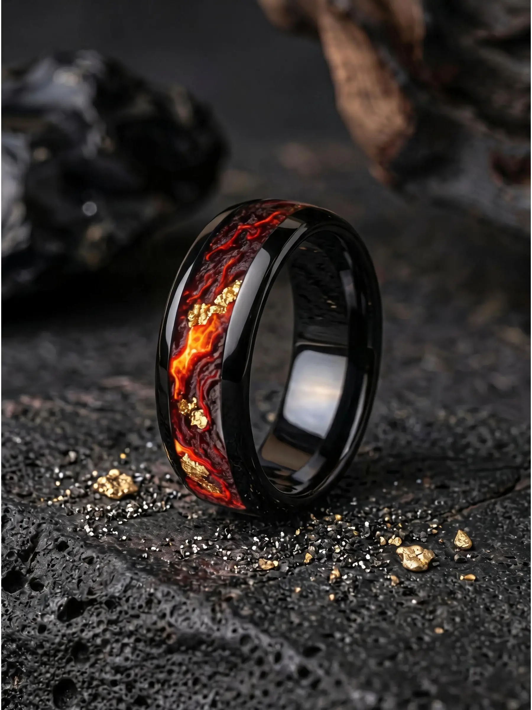 Unique Starry Night Pattern Men's Black Ring Personality Women Wedding Band Jewelry Unisex Party Accessories Wholesale