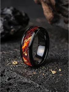 Unique Starry Night Pattern Men's Black Ring Personality Women Wedding Band Jewelry Unisex Party Accessories Wholesale