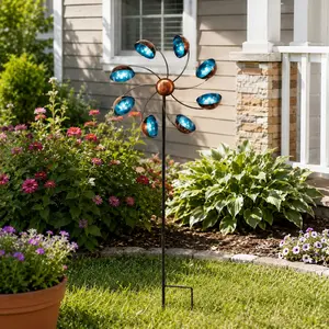 Metal Wind Spinner, 1 Count Garden Outdoor Flower Shaped Windmill, Rotating Motion Windmill for Garden Yard Outdoor Decoration, Garden Accessories