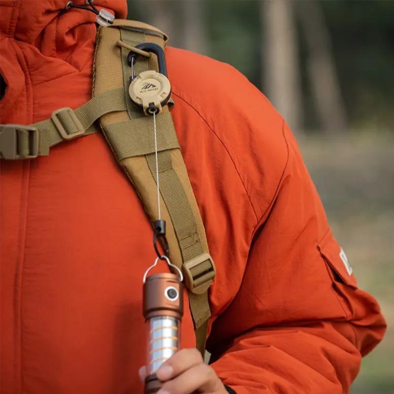 Outdoor Camping Tactical Easy Pull Buckle Hook Carabiner, 1 Count Multifunctional Retractable Keychain For Camping Hiking (Logo Color Random), Gift